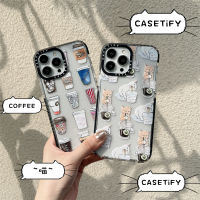 《KIKI》CASE.TIFY Acrylic Cute coffee cat Phone case for iphone 14 14plus 14pro 14promax 13 13pro 13promax Cute cartoon phone case 12 12pro 12promax 11 case 2023 New Design HD transparent Phone case for girl ins popular Side lettering