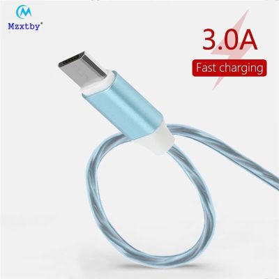 Mzxtby Glowing Cable Phone Charging Cable Led Light Micro Usb Type C Charger for Huawei Samsung Xiaomi Honor Xr Charge Wire Cord Wall Chargers
