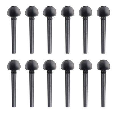 12 Pcs Black Ebony Violin Pegs 8.2X2.3cm Tuning Pegs Violin Parts Oud Accessories