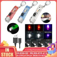 sell well feytu308 - / ไฟฉายขนาดเล็กพร้อมหัวเข็มขัด UV ไฟฉาย LED สีแดง USB ชาร์จพวงกุญแจยุทธวิธีพ็อกเก็ตโคมไฟกันน้ำสำหรับตั้งแคมป์กลางแจ้ง