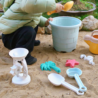 ชุดของเล่นหาดทรายสำหรับเด็ก12ชิ้น/เซ็ตพร้อมถังชายหาด6แม่พิมพ์ทรายพลั่วฝักบัวรดน้ำสำหรับเด็กวัยหัดเดินของเล่นกลางแจ้ง