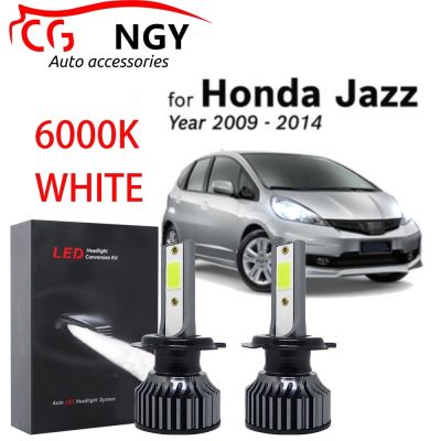 New หลอดไฟหน้า LED สีขาว 6000K 12-24V (40w) สําหรับ Honda Jazz GE 2nd Gen (ปี 2009-2014) 2 ชิ้น