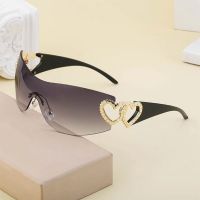 【hot】♠﹊  New Conjoined body Sunglasses Womens Heart-shaped Mirror Legs No Border Glasses Outdoor Sport Eyewear UV400