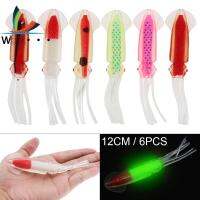 Weihe 6Pcs Squid Lures Luminous 12Cm Soft Lure Lighted เหยื่อตกปลาน้ำเค็ม