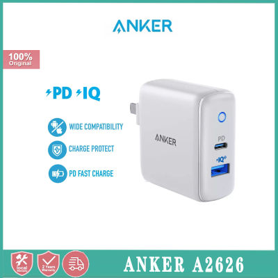 Anker 33W PowerPort PD + 2การจัดส่งพลังงาน + PowerIQ 2.0 USB-C เครื่องชาร์จติดผนังอะแดปเตอร์เครื่องชาร์จปลั๊ก SG (A2626)