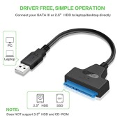 Cáp chuyển đổi kết nối Ổ Cứng HDD từ USB 2.0 3.0 sang Sata 22 Pin 2.5 inch