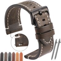 【CC】☄  Leather Watchband 7 Colors 18mm 20mm 22mm 24mm Men Cowhide Band Accessories