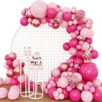 ；‘。、’ Pink Macaron Metal Balloon Garland Arch Wedding Supplies Birthday Party Decortions Kids Birthday Foil Balloon Baby Shower