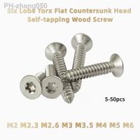 5 /10 /50 PCS M2 M2.3 M2.6 M3 M3.5 M4 M5 M6 304 Stainless Steel Six Lobe Torx Flat Countersunk Head Self-tapping Wood Screw