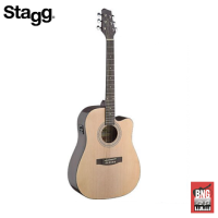 STAGG กีต้าร์โปร่งไฟฟ้า รุ่น SA40DCFI N สีเนื้อไม้ Acoustic Guitar