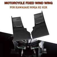 คาร์บอนไฟเบอร์มอเตอร์ไซค์ ABS ปีกลมคงที่สำหรับ Kawasaki Ninja H2 H2R ปีกสีดำแบบคงที่ตามหลักอากาศพลศาสตร์