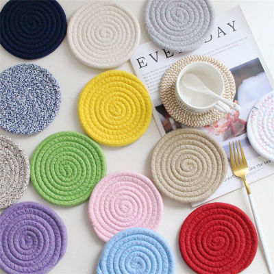 12 Color Cup Coaster Mat Tableware Heat Resistant Cotton Bowl Placemat Home Decor 12 Color New Style