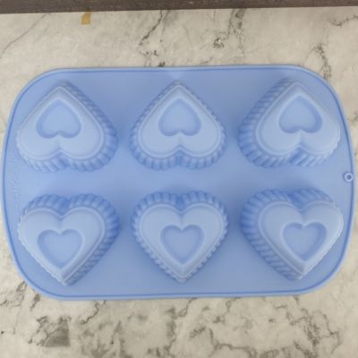 GL-แม่พิมพ์ ซิลิโคน รูปถ้วยหัวใจ 6 ช่อง (คละสี) Heart cup silicone mold