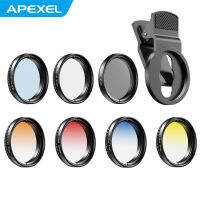 APEXEL APL-37UV-7G Professional 7in1 โทรศัพท์สำเร็จการศึกษาเลนส์กรองแสงชุด 37mm gradสีแดงสีฟ้าสีเหลืองสีส้ม + CPL NDฟิลเตอร์ดาวใช้ได้กับI-Phone Sam-Sung Hua-Weiสมาร์ทโฟนและกล้องเลนส์ 37 มม.