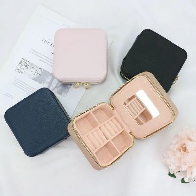 Customized Korean Style Girl Jewelry Box Portable Leather Earrings Ring Case Multi-function Jewelry Storage Box