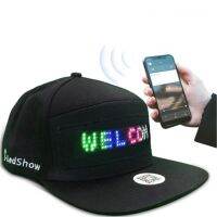 （Explosion umbrella）  Unisex Bluetooth LED แอพโทรศัพท์มือถือควบคุมหมวกเบสบอลเลื่อนกระดานแสดงข้อความ Hip Hop Street Snapback Cap LED Hat