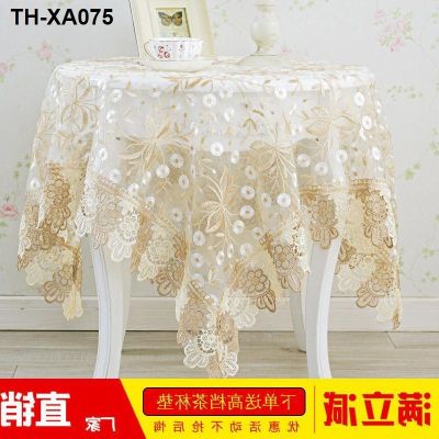 European lace tablecloth yarn embroidered cloth hollow-out rectangular square round bedside TV