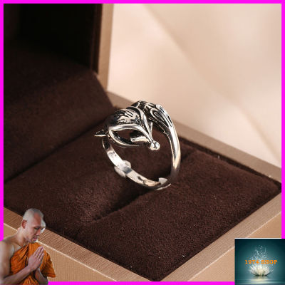 Original Handmade Fox Animal Ring Silver-Plated Men S And Women S เปิดสามารถปรับได้โดยไม่ซีดจางเพื่ออธิษฐานเพื่อสันติภาพ