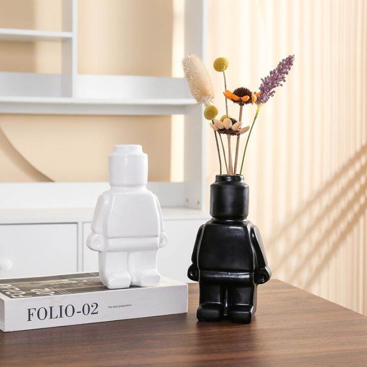 dried-flower-vase-furnishing-articles-furnishing-articles-creative-resin-handicraft-porch-small-robot-stand-up-vase-culture-offi