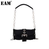 [EAM] Women New Vintage Small Metal Chains PU Leather Personality All-match Crossbody Shoulder Bag Fashion Tide  18A2711