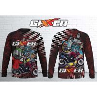 (In stock) 2023 Fashion mens sports clothing Sublimation Long Sleeve t-shirt , Full Print, Thailook Design, Thailand Design,132,GIXXER,MAROON Motorcycle Jersey Long Sleeve t-shirt  Size S-3XL