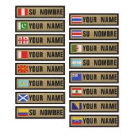 1PC 10cmX2.5cm Custom Name Flag Patch Stripes Badge Iron On Or Hook Loop Pakistan Georgia Bahrain Macedonia Kazakhstan Khaki Fashion Brooches Pins