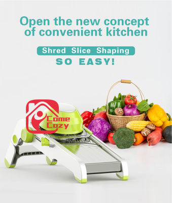 🥕🥒🥦 🧄 SMART MANDOLINE SLICER เครื่องสไลด์ผัก หั่นผักและผลไม้ หั่นมันฝรั่ง(สีเขียว)ใบมีดถอดลับได้ 🧄🥦🥒🥕