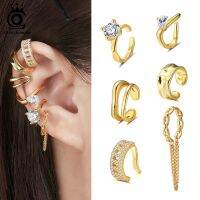 【DT】hot！ ORSA JEWELS 925 Sterling Ear Cuffs Luxury Clip Earrings Hoop with for Jewelry 1Pcs CL01