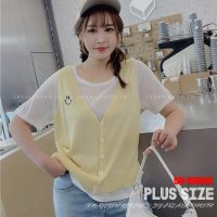 ✎△☎ Plus size เสื้อผ้าสาวอวบ❤ เสื้อยืดสาวอวบอ้วน ไซส์ใหญ่ ผู้หญิง ทรงหลวม ปลอมสองชิ้น แขนสั้น คอกลม ฤดูร้อน สไตล์เกาหลีแฟชั่น