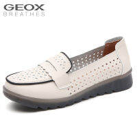 GEOX_ผู้หญิงแฟชั่นรองเท้าหนังรองเท้าลำลองรองเท้าส้นเตี้ยระบายอากาศออกแบบลื่นยางแต่เพียงผู้เดียวนุ่มสบายมีสองสีให้เลือก