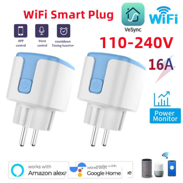 Vesync APP WIFI Smart Socket 16A EU Smart Plug With Power Monitor Voice  Control Timing Home Power Socket Work With Alexa Google