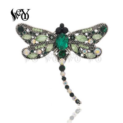 VEYO Big Dragonfly Vintage Rhinestone Brooches for Women Pin Crystal Brooch Accessories Fashion Jewelry