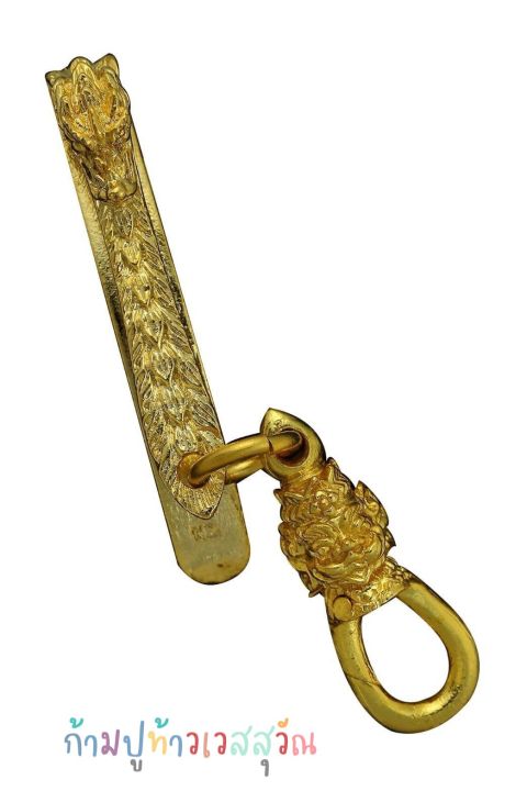 แหนบห้อยพระลายมังกร-สปริงก้ามปูท้าวเวสสุวัณ-งานทองสูตรชุบทองแท้-96-5-แหนบติดเสื้อโชว์พระด้านนอก
