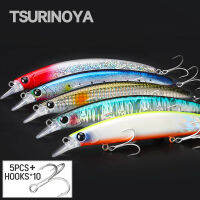 TSURINOYA 130มิลลิเมตร23กรัมเหยื่อตกปลาสร้อยกระพริบตา130F มืออาชีพ Crankbait ชุด5ชิ้นตกปลาเหยื่อสามเณรที่เหมาะสมเพิ่มกล่องล่อ