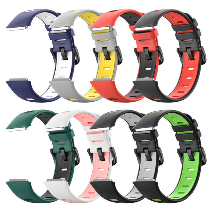 mafam-สายนาฬิกาซิลิโคนเข้ากันได้กับ-huawei-band-7สายนาฬิกาเปลี่ยนสองสีตัวเลือกหลายสีอุปกรณ์เสริมสมาร์ทแบนด์