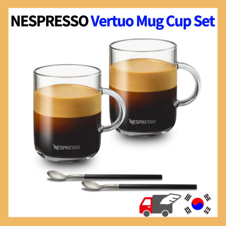 NESPRESSO Vertuo Mug Cup Set (Glass Mug 2 + Spoon 2) Lazada
