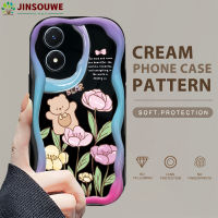 คลังสินค้าพร้อมเคสมือถือเคสสำหรับ Vivo Y02S เคสมือถือสำหรับการ์ตูนเด็กหญิงเด็กชายดอกไม้เนื้อครีมขอบลอนปกอ่อน