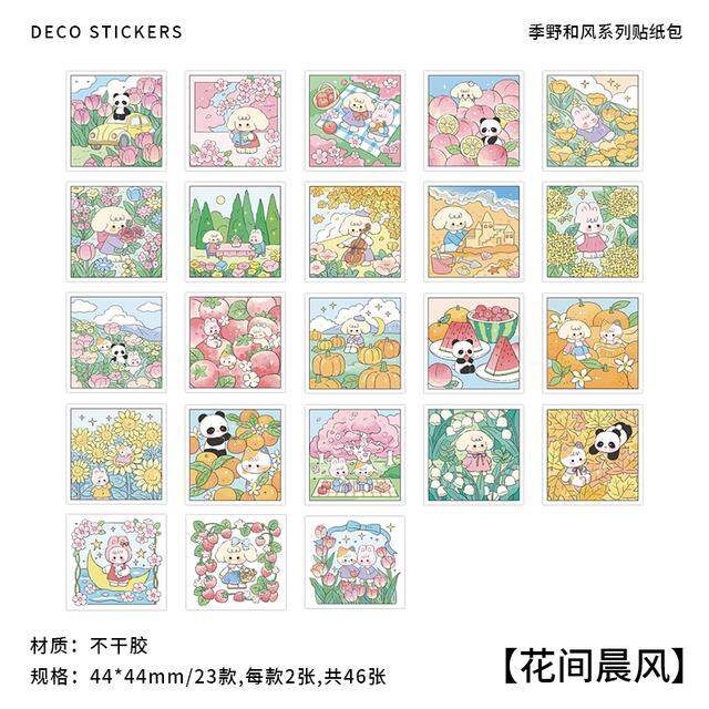 lz-46-pcs-kawaii-cartoon-stickers-aesthetic-stick-labels-adhesive-diy-diary-album-stationery-scrapbooking-collage-material