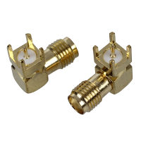 2 Pcs SMA Female Jack Panel Mount PCB Solder Connectors Gold Tone