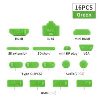 ฝาครอบปลั๊กซิลิโคนป้องกันฝุ่นหลากสี16ชิ้นฝาครอบปลั๊กอุปกรณ์คอมพิวเตอร์แล็ปท็อปสำหรับแล็ปท็อป PC