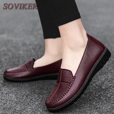 SOVIKER ผู้หญิงรองเท้าคุณภาพสูง Four Seasons สบาย PU หนังทนต่อการเสียดสีไม่ลื่นแต่เพียงผู้เดียวรองเท้าเด็กลำลอง Loafers