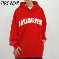 TIDE BEAR เสื้อกันหนาวคู่สำหรับผู้หญิง,เสื้อโค้ทสไตล์ตามท้องถนนสูงชุดพูลโอเวอร์รูปดาวหลวมตัวอักษรเสื้อมีฮู้ดของผู้ชายวินเทจฤดูใบไม้ผลิ