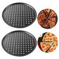2PCS 32CM Carbon Steel Non-Stick Pizza Baking Pan With Holes Non Stick Pizza Screen Pan Round Pizza Plate Bakeware Baking Tool