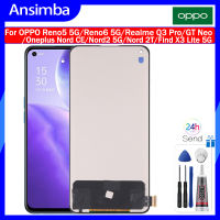 Ansimba TFT สำหรับ Oppo Reno5 5G CPH2145/Reno6 5G CPH2251/Realme Q3 Pro/Realme GT Neo/oneplus Nord Ce/oneplus Nord2 5G /Oneplus Nord 2T/OPPO Find X3 Lite 5ชุดประกอบจอแสดงผล LCD แบบสัมผัสหน้าจอดิจิไทเซอร์สำหรับ Oneplus Nord CE Nord2 5G Nord 2T