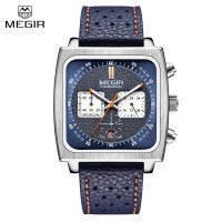 Megir 100 Original แฟชั่นผู้ชายธุรกิจนาฬิกา Chronograph หนังกีฬานาฬิกาข้อมือทหาร Luxury Luminous นาฬิกา releg hombre