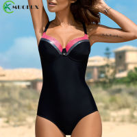 New Push Up Swimsuit Women Swimwear Patchwork Bathing Suits Black Swimming Suit Bodysuit Beachwear Summer 3XL