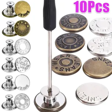 Button Extenders, 10pcs No-Sewing Extend Buttons for Pants Jeans Skirts(Silver) - Silver
