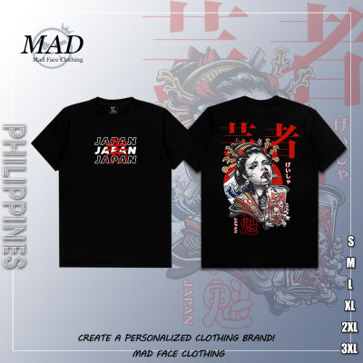 &amp; MADFACE เสื้อผ้าญี่ปุ่น art-Geisha Tee ของขวัญสำหรับ Unisex Heavyweight Top streetwear เสื้อยืด