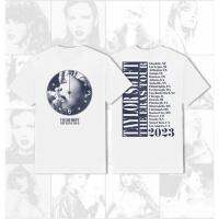 เสื้อยืดโอเวอร์ไซส์Taylor Swift The Eras Tour 2023 Midnights Album Merch Cotton T-shirt Mens and Womens Fashion Loose Short Sleeve Top Summer Cal Couple Shirt Tee S-5XL