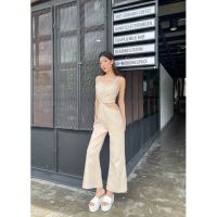 RIKA PLEAT NUDE JUMPSUIT